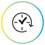 Clock tick arrow in a circle icon line sign vector illustration of an eps10